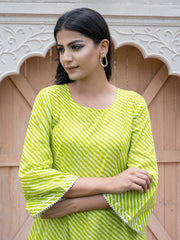 Green Lehariya Striped Ethnic Maxi Dress