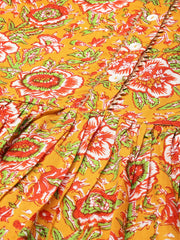 Yellow Floral Printed A-Line Kurta