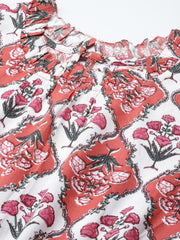 Red and white Printed Dress