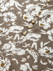 Grey printed A-Line Kurta with Trouser