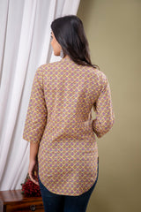 Casual Floral High Neck Cotton Top