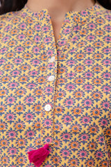 Casual Floral High Neck Cotton Top