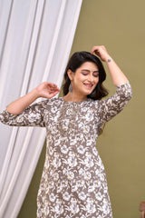 Grey printed Kurta with Trousers