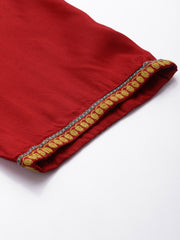 Maroon embroidered Kurta with Trousers with dupatta