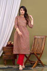Ethnic Motifs Printed Regular Gotta Patti Pure Cotton Kurta With Trousers