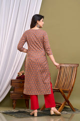 Ethnic Motifs Printed Regular Gotta Patti Pure Cotton Kurta With Trousers