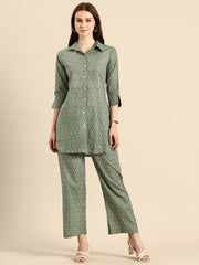 Printed Pure Cotton Shirt With Trouser