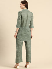 Printed Pure Cotton Shirt With Trouser