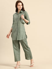 Printed Pure Cotton Shirt With Trouser