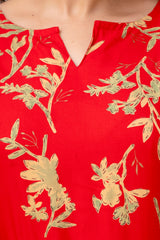Red Printed Top With Palazzo Co-ord Set