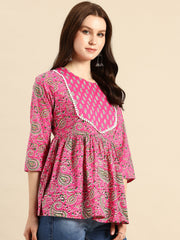 Pink regular peplum top