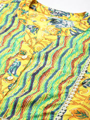 Floral Print Mandarin Collar Pure Cotton Top