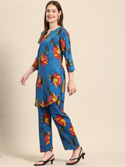 Blue Floral Printed Co-ord Set