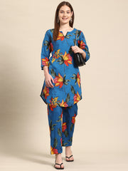 Blue Floral Printed Co-ord Set