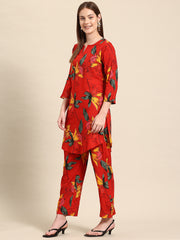 Red Floral Printed Co-ord Set