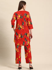 Red Floral Printed Co-ord Set