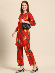 Red Floral Printed Co-ord Set