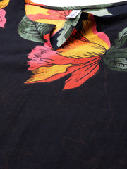 Black Floral Printed Tunic With Trouser Co-ord Set