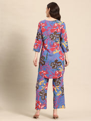 Multicolored Floral Printed Tunic With Trousers
