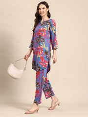 Multicolored Floral Printed Tunic With Trousers
