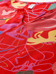 Red Floral Printed Tunic With Trousers