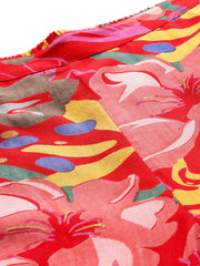 Red Floral Printed Tunic With Trousers