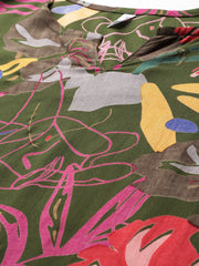 Green & Brown Floral Printed Tunic With Trousers