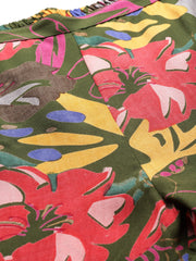 Green & Brown Floral Printed Tunic With Trousers