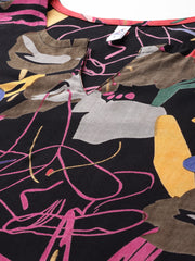 Black Casual Floral Printed Tunic With Trousers