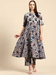 Women Floral Printed Regular Pure Cotton Kurta with Palazzos