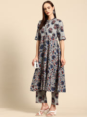 Women Floral Printed Regular Pure Cotton Kurta with Palazzos