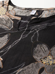 Black Floral Printed Pure Cotton Co-Ords
