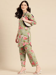 Green Floral Printed Co-Ords