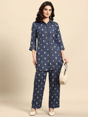 Geometric Self Design Lurex Detail Pure Cotton Co-Ords