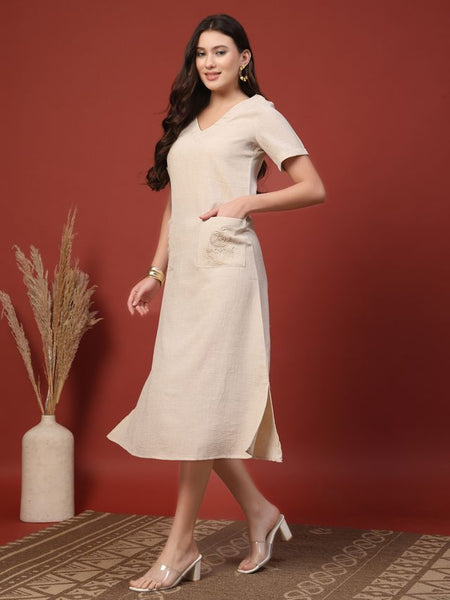 Embroidered Jacquard A-Line Midi Dress