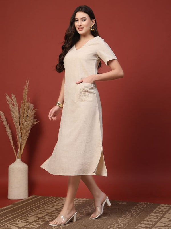 Embroidered Jacquard A-Line Midi Dress