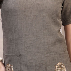 Embroidered Jacquard A-Line Midi Dress