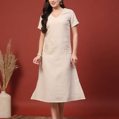 Embroidered Jacquard A-Line Midi Dress