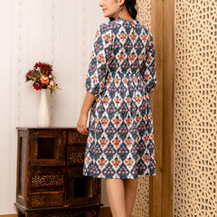 Floral Printed Fit & Flare Knee-Length Ethnic Dresses