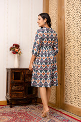 Floral Printed Fit & Flare Knee-Length Ethnic Dresses