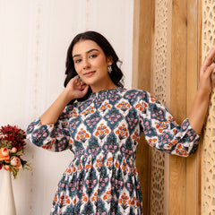 Floral Printed Fit & Flare Knee-Length Ethnic Dresses