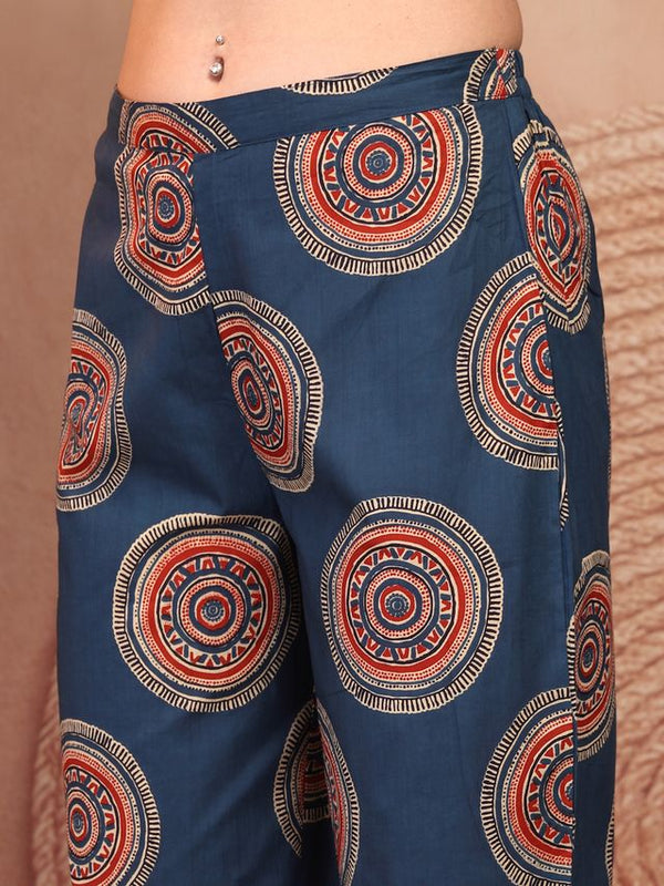 Geometric Printed Pure Cotton Co-Ord Set - Blue