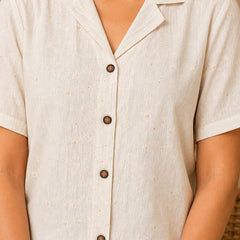 Printed Cotton Shirt Style Crop Top