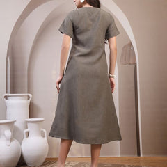 Embroidered Jacquard A-Line Midi Dress