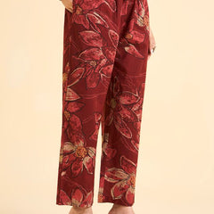 Floral Printed Pure Cotton Co-Ord Set with Palazzo – Red