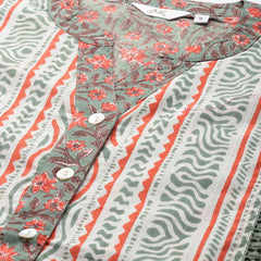 Floral Print Mandarin Collar Pure Cotton Top