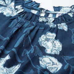 Blue floral print empire dress