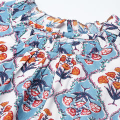 Blue and orange Print Dress