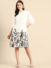 Floral Printed Gathered or Pleated Fit & Flare Dress