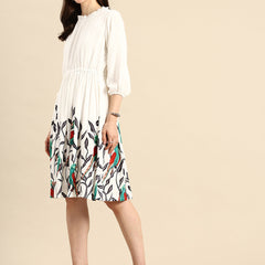 Floral Printed Gathered or Pleated Fit & Flare Dress